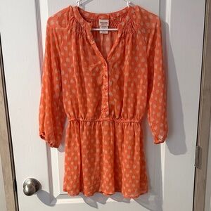 Mossimo Supply Co. Coral Blouse with Cream ladybug Pattern